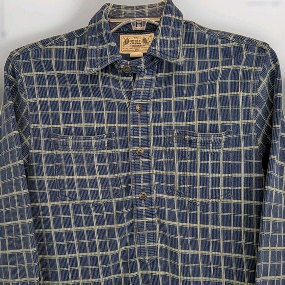 RRL Double RL Ralph Lauren Pullover Work Shirt Indigo/Cream Check Men's Small - Picture 3 of 7